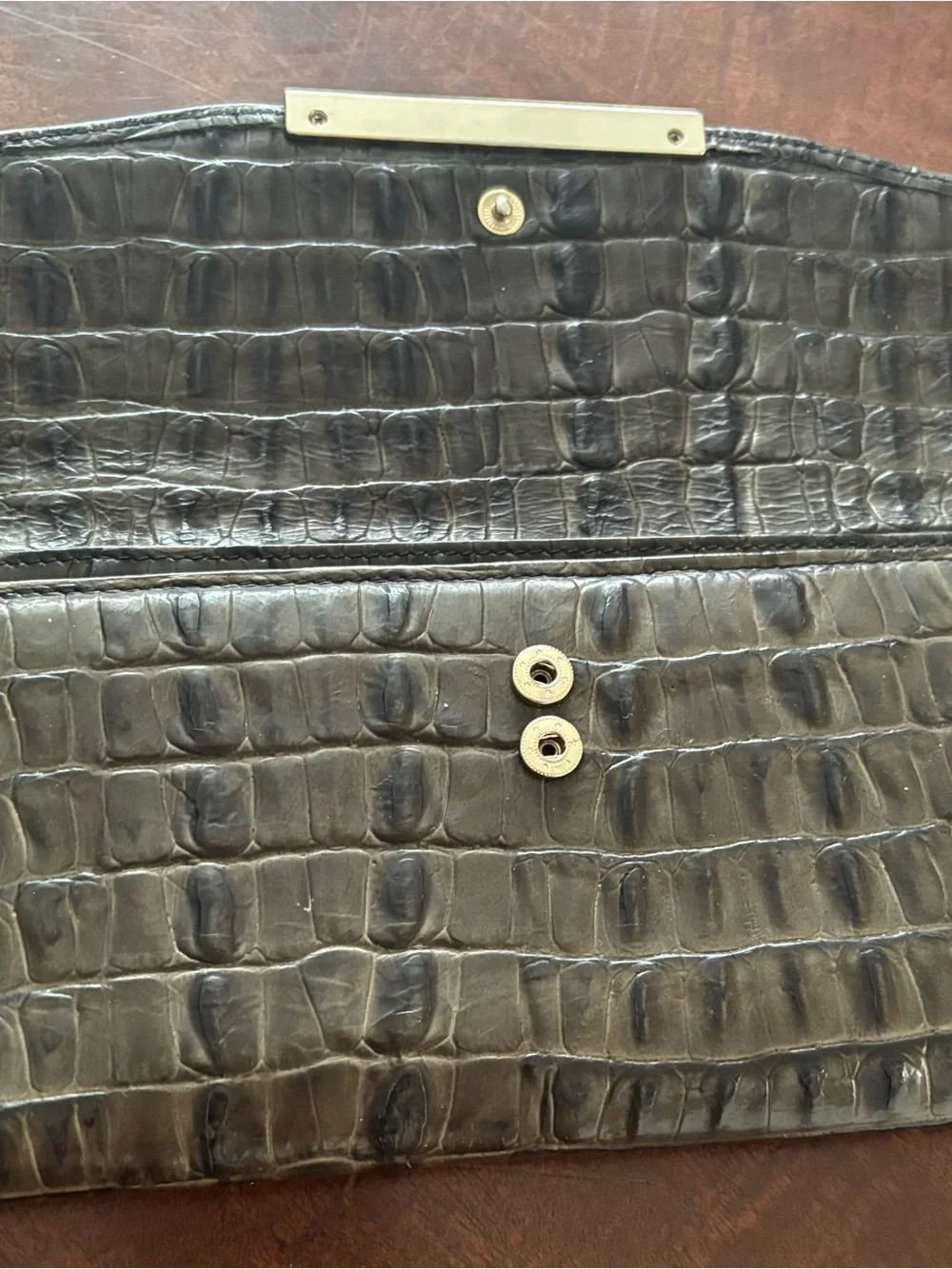 Brahmin Cordelia wallet gray with croc-embossed leather